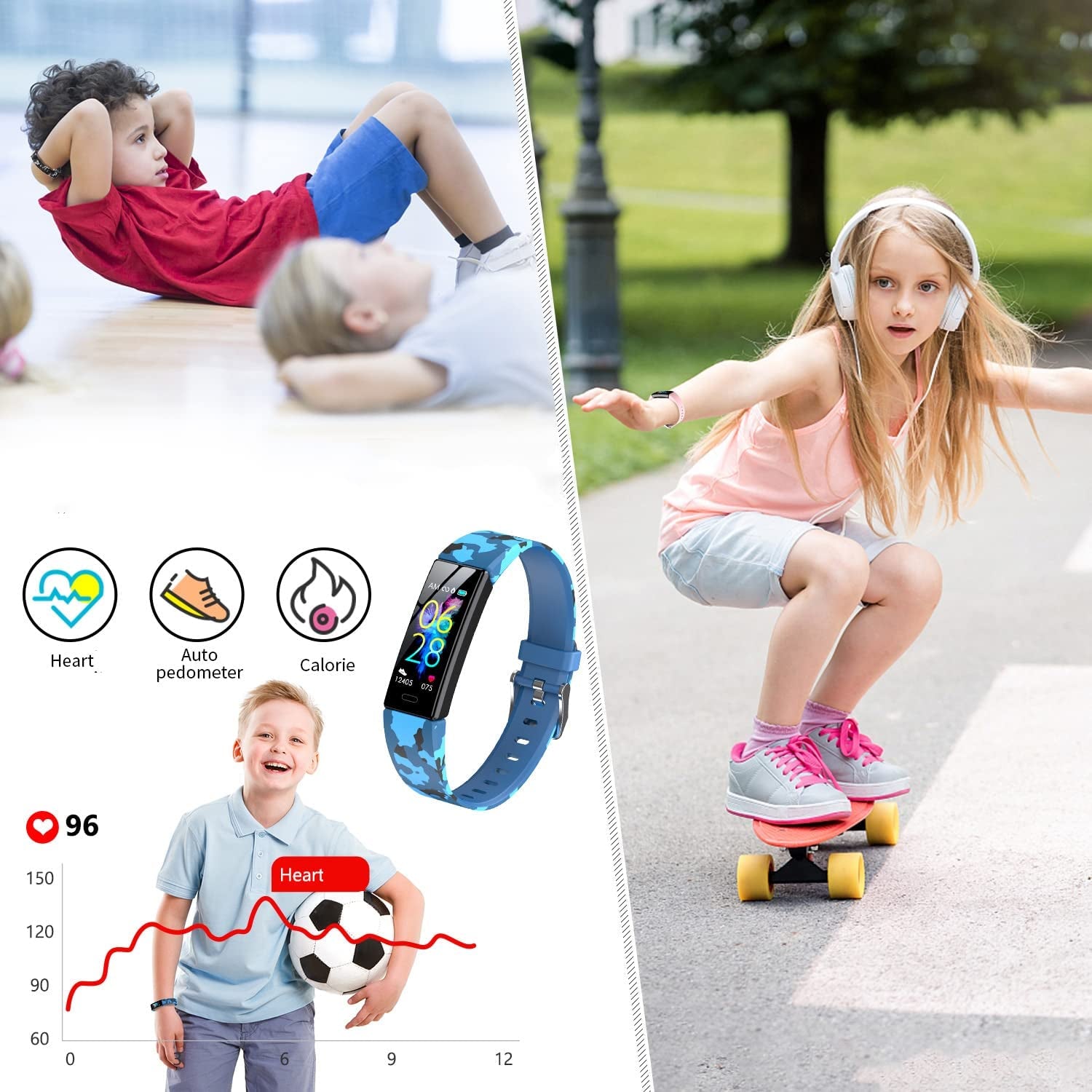 Kids Fitness Tracker Watch | IP68 Waterproof, 11 Sport Modes, Ages 6–16