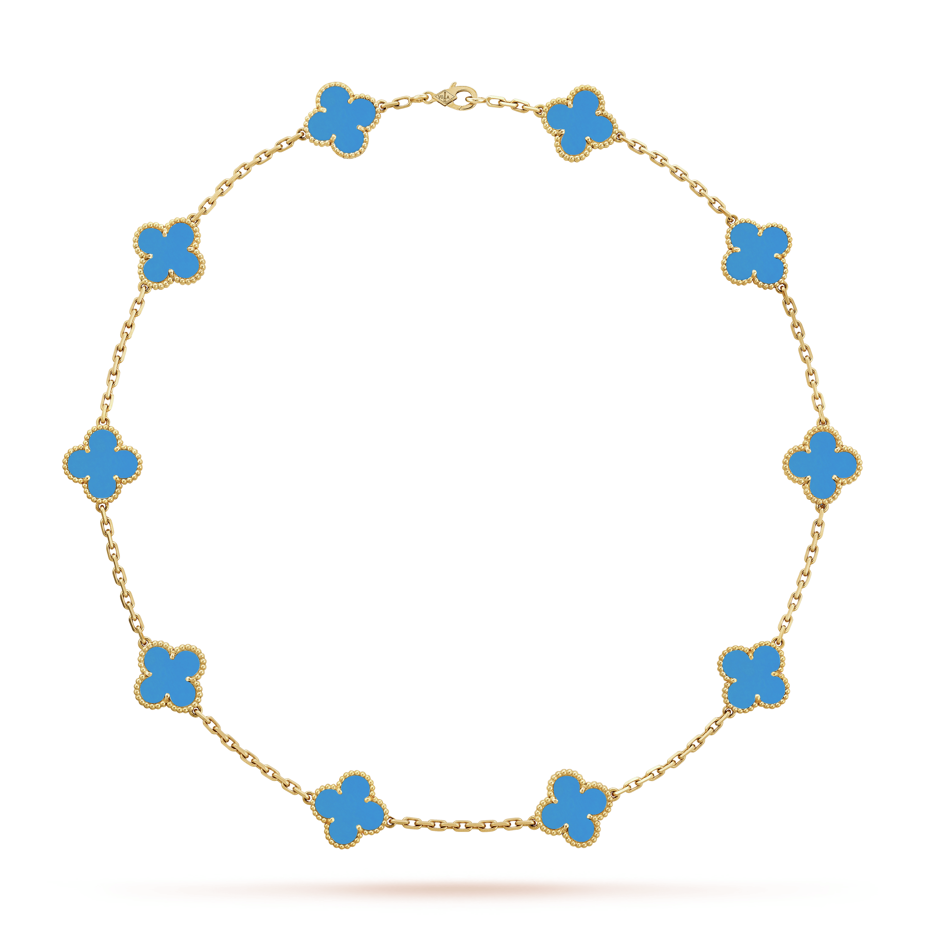 18K Vintage Alhambra Agate 10 Motifs Clover Necklace
