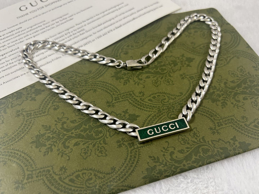 Double G Enamel Chain Necklace