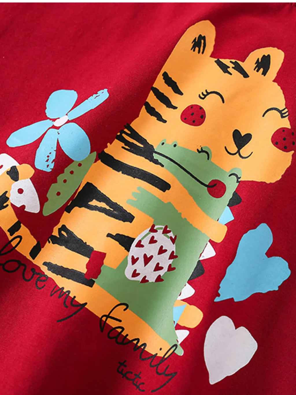 Girls Cartoon Tiger Ruffle Sleeve T-Shirt - Soft Cotton Graphic Tee for Kids