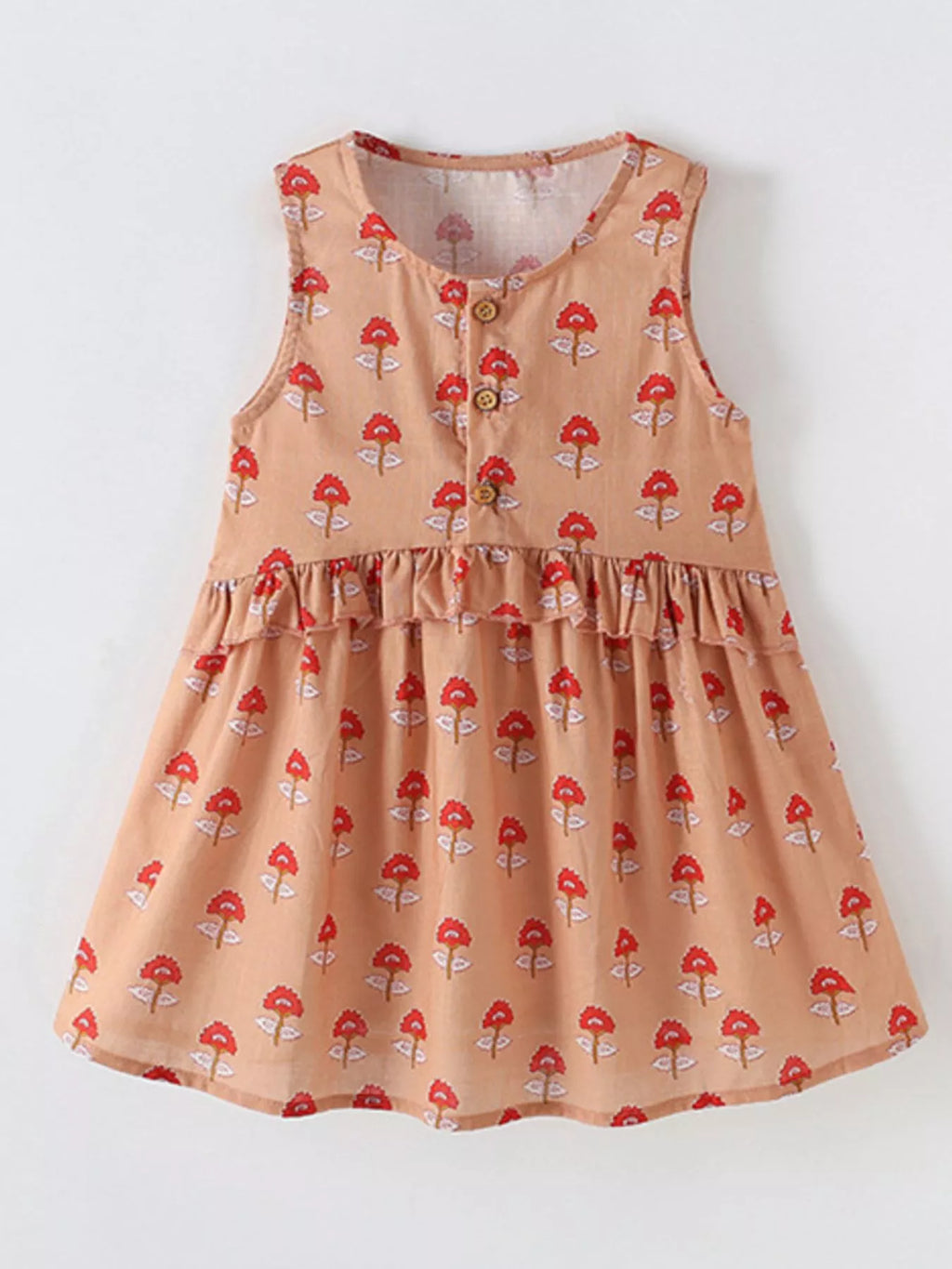 Girls Floral Ruffle Dress - Sleeveless Cotton Summer Dress for Toddlers & Kids