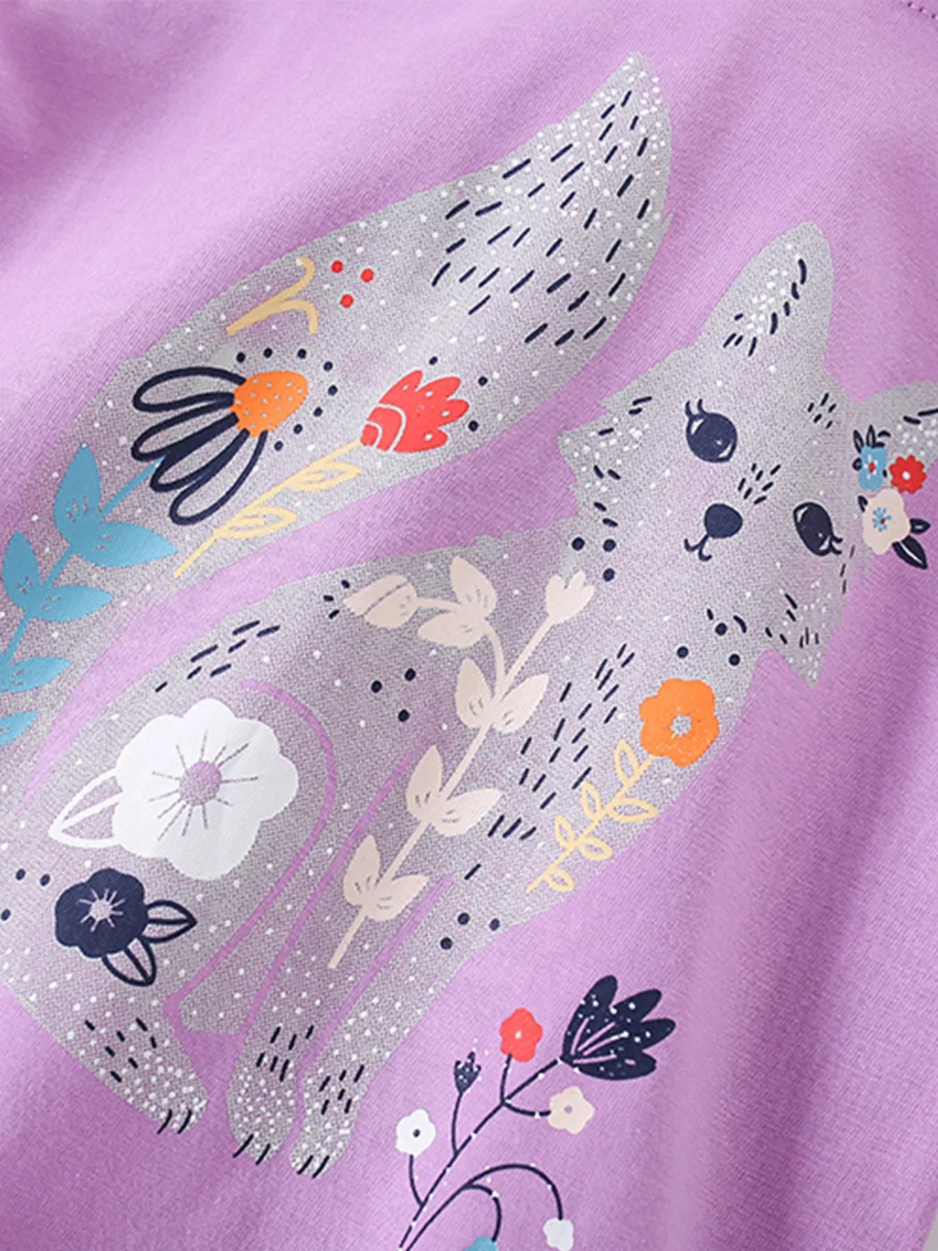 Girls Fox Graphic Ruffle Tee - Adorable Short Sleeve T-Shirt with Playful Hem Detail