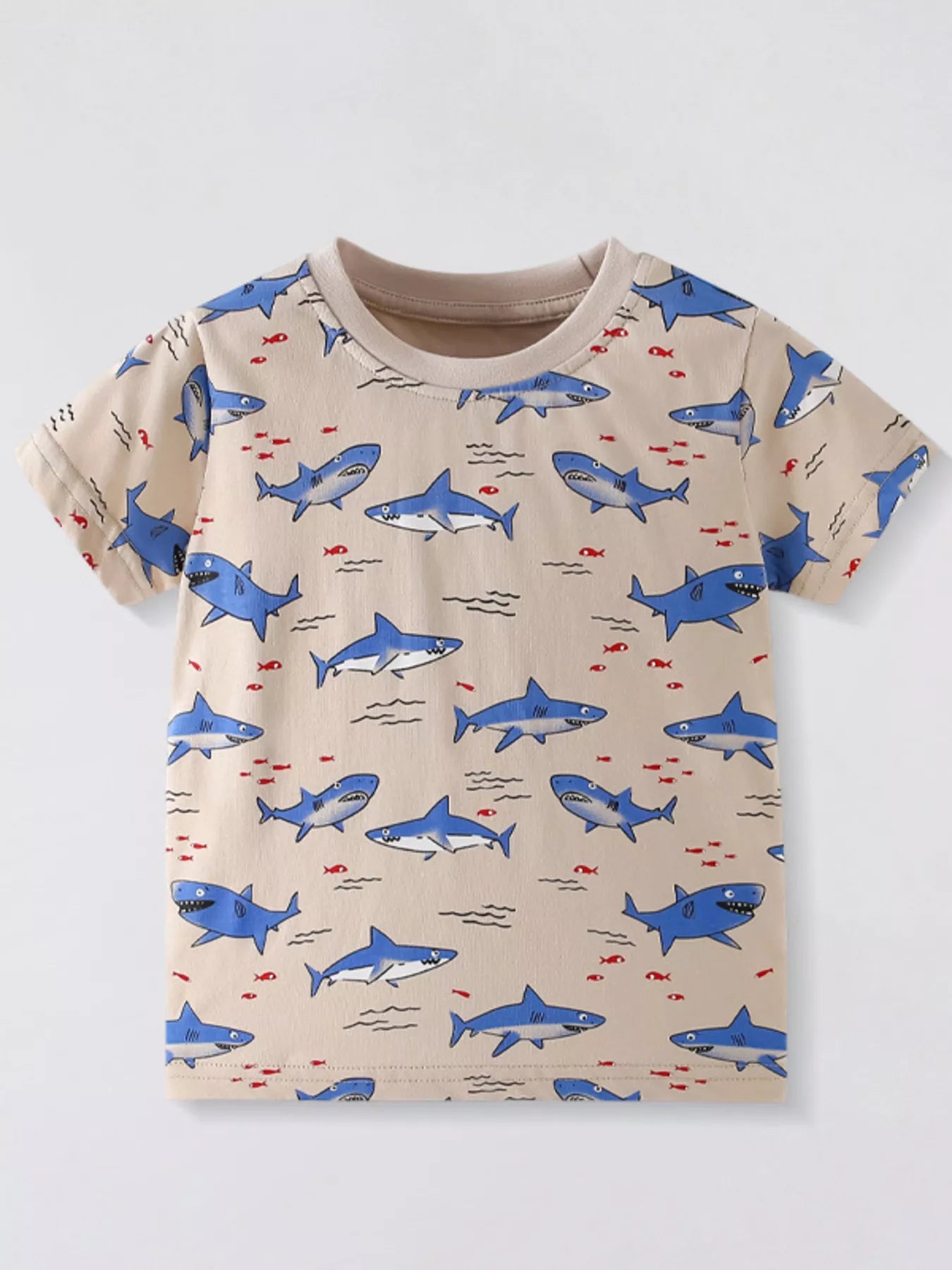 Kids Shark Print T-Shirt | Fun Crew Neck Short Sleeve Tee for Boys & Girls