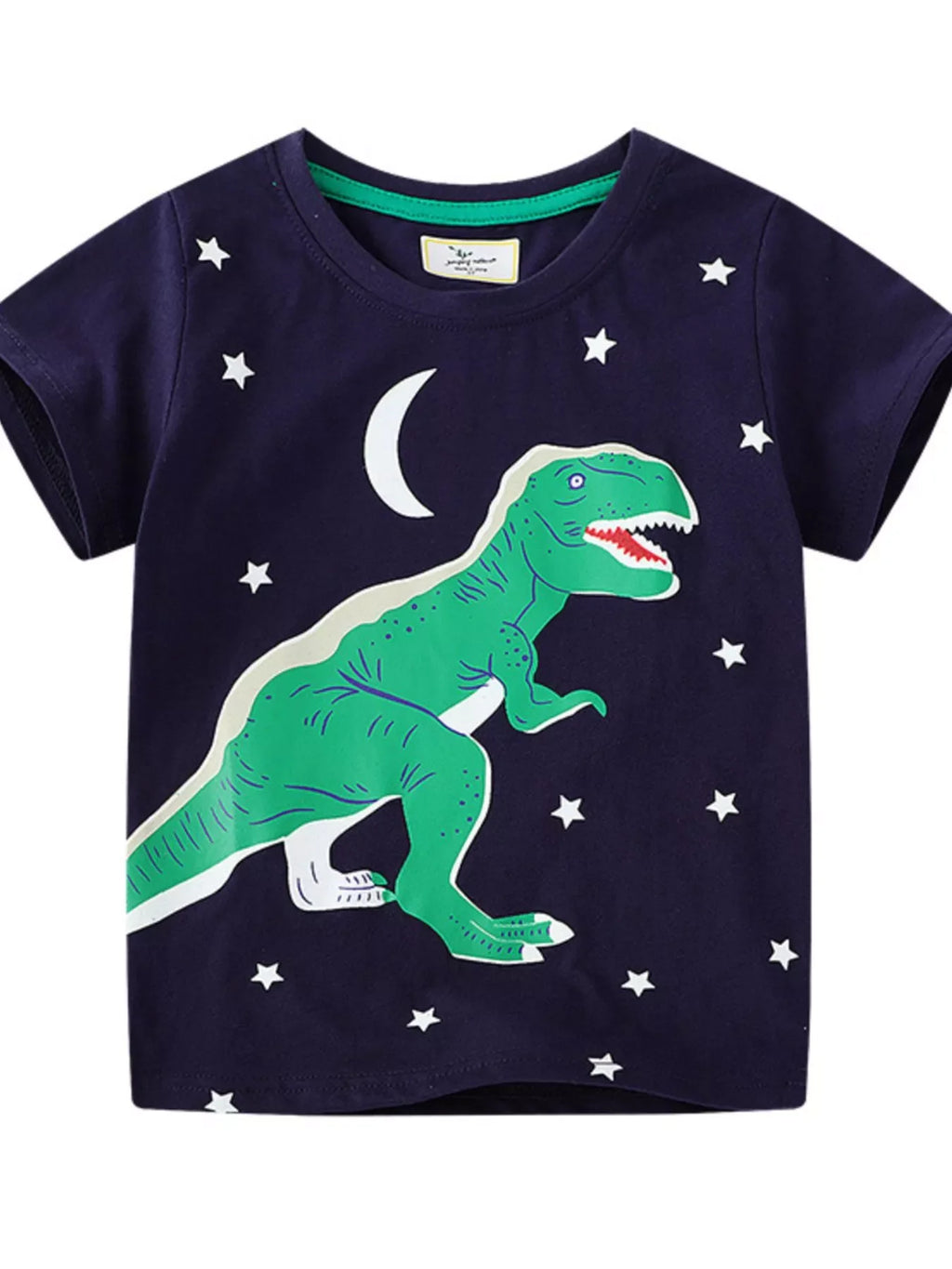 Kids Dinosaur T-Shirt – Soft Cotton Crew Neck Tee for Boys & Girls (Black)
