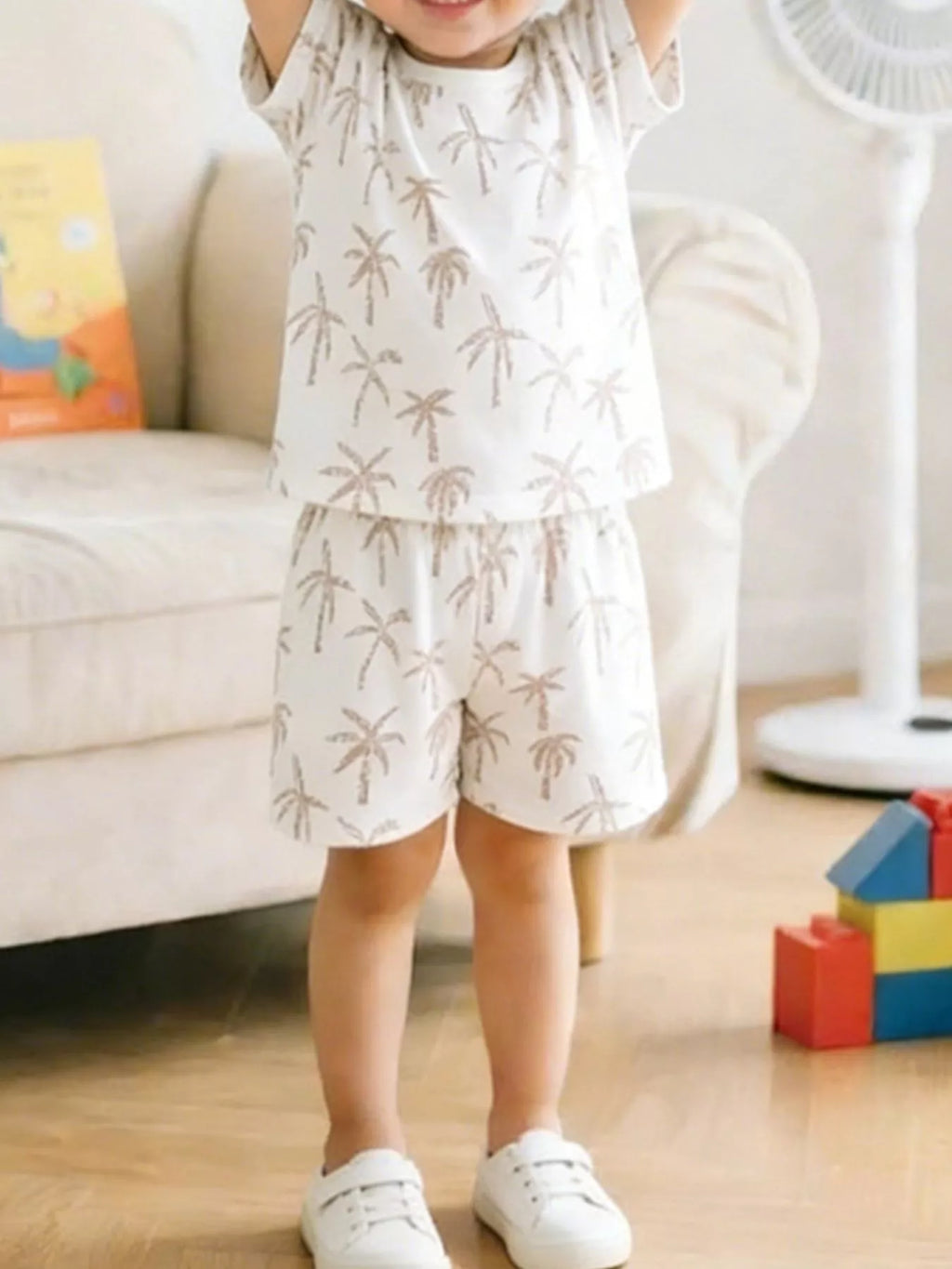 Kids Tropical Palm Print Outfit | Matching T-Shirt & Shorts Set for Boys & Girls