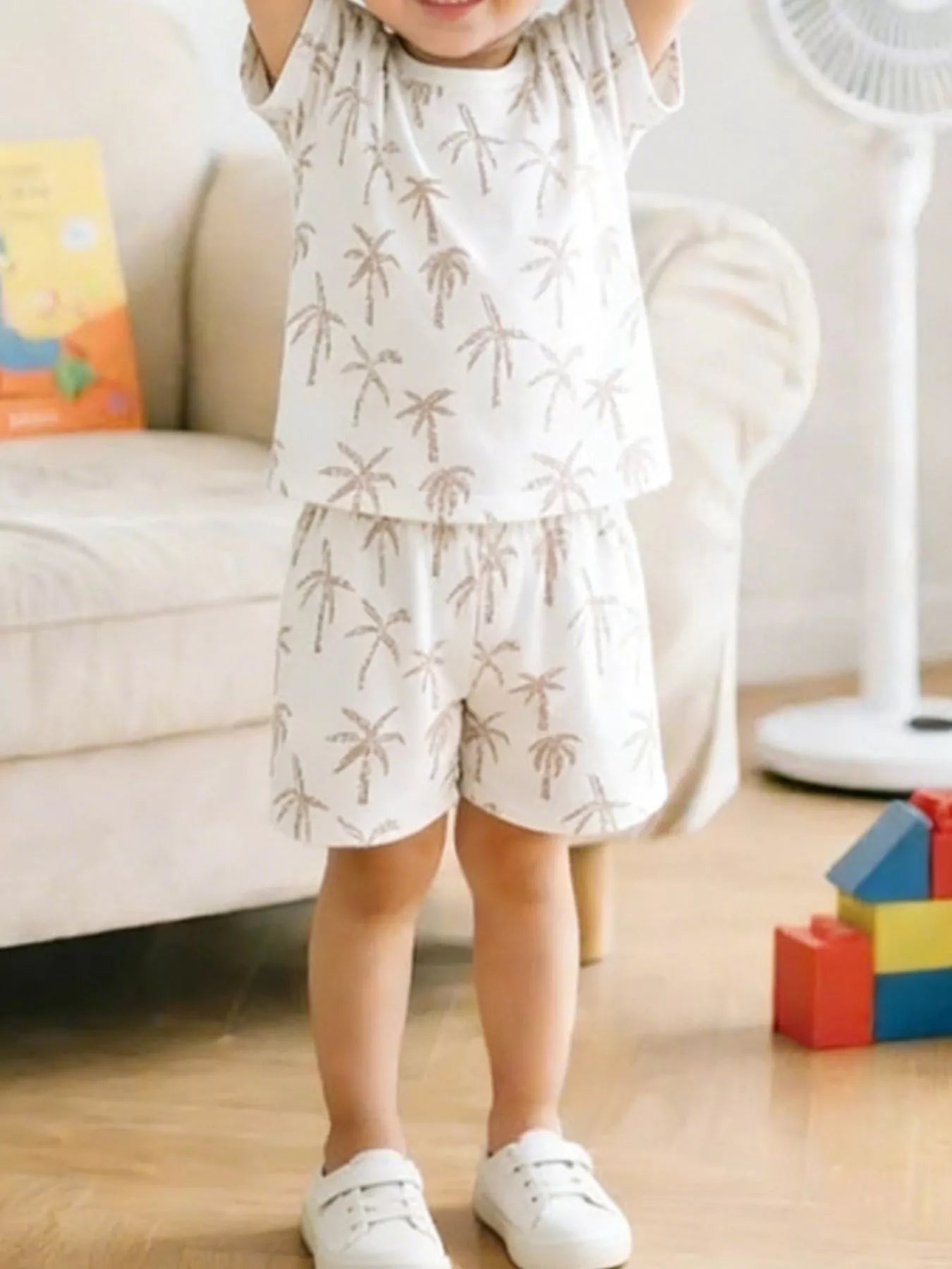 Kids Tropical Palm Print Outfit | Matching T-Shirt & Shorts Set for Boys & Girls