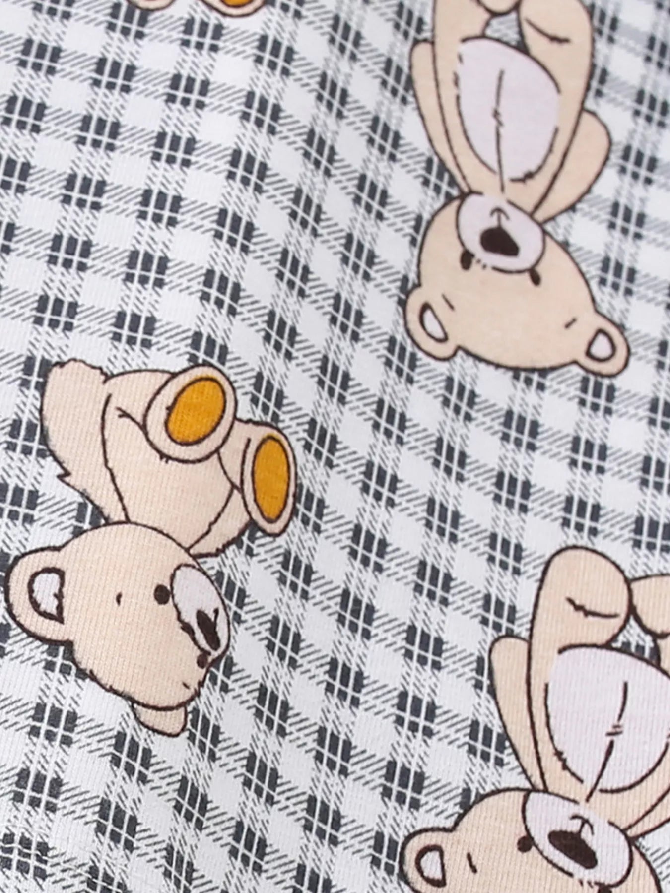 Kids Plaid Bear T-Shirt | Soft Cotton Crew Neck Tee for Boys & Girls