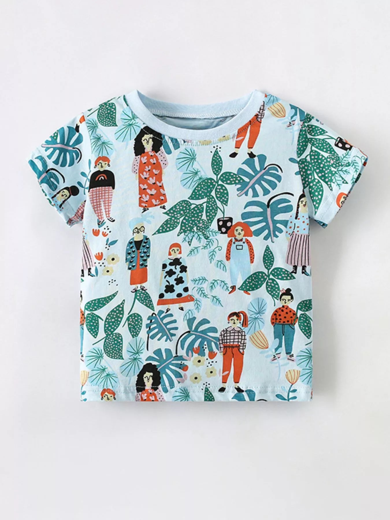Kids Botanical Garden T-Shirt - Soft Cotton Crew Neck Tee with Nature Print