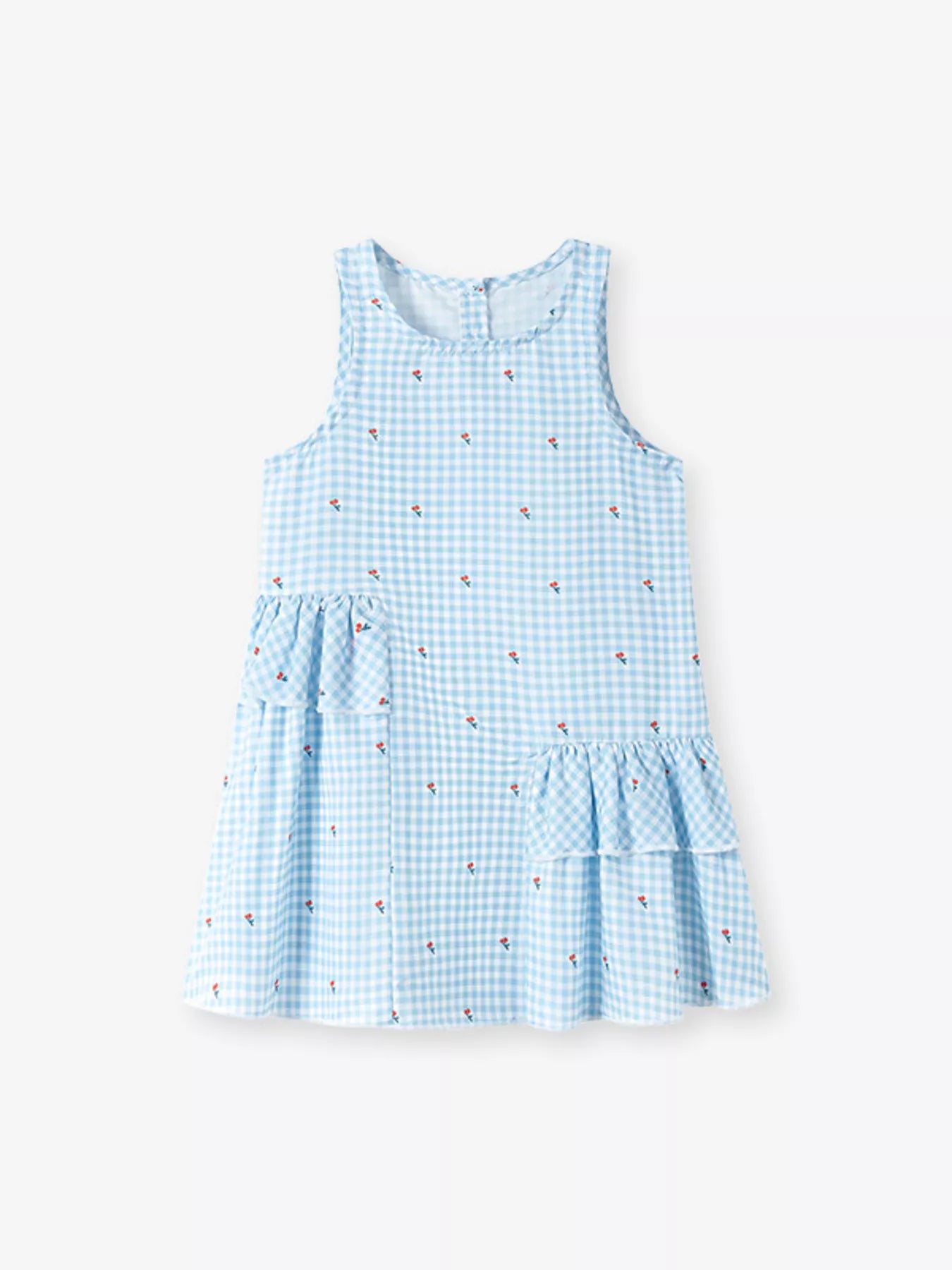 Girls Gingham Ruffle Dress - Sleeveless Cotton Summer Dress for Toddlers & Kids