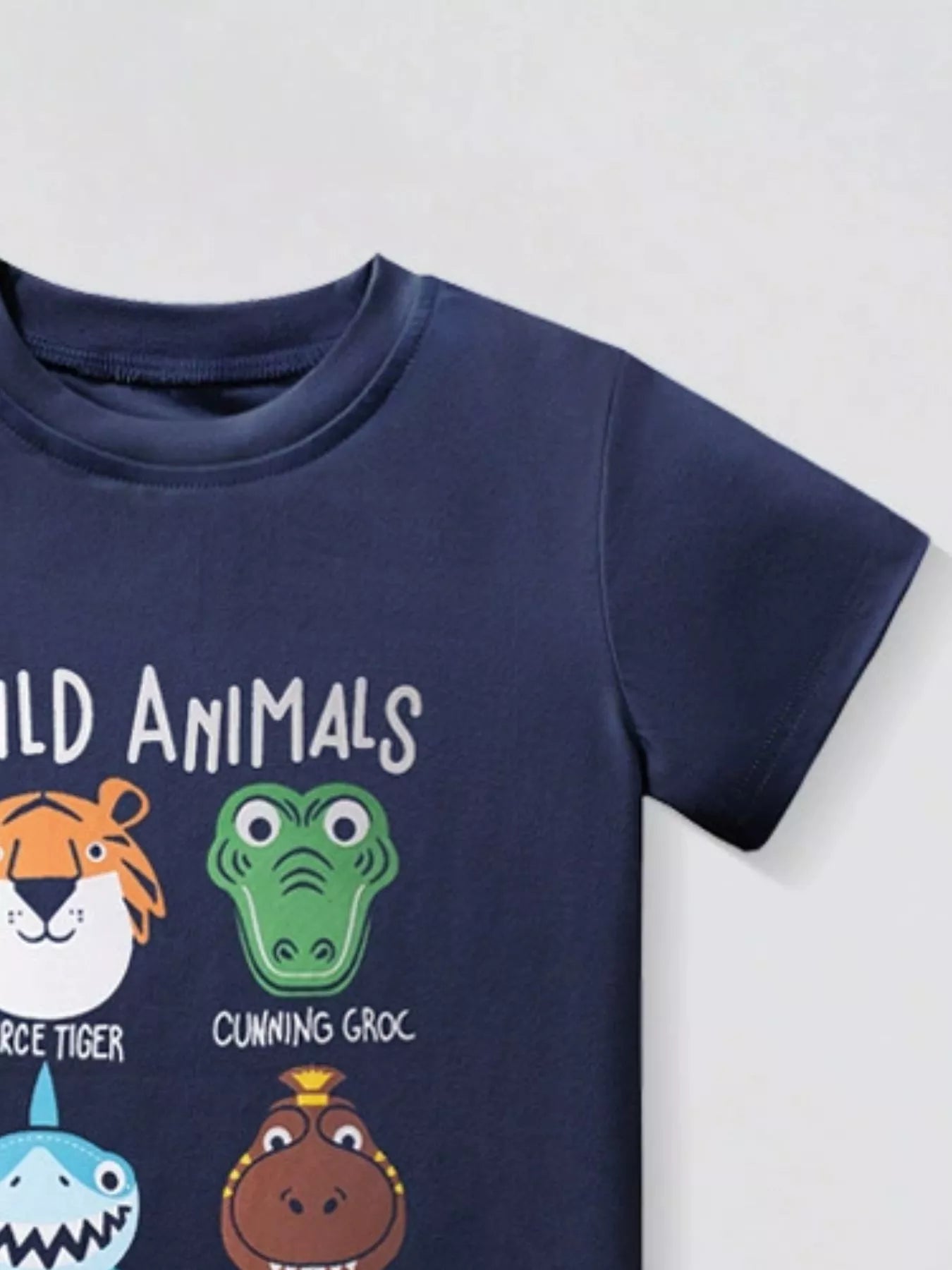 Kids Animal Print Graphic Tee – Soft Cotton Crew Neck for Boys & Girls