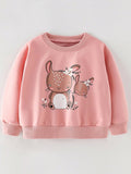 Children's Cute Animal Crew Neck Sweatshirt – Soft 100% Cotton Kids Pullover