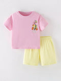 Girls Floral T-Shirt & Shorts Set - Soft Cotton Summer Outfit for Toddlers & Kids