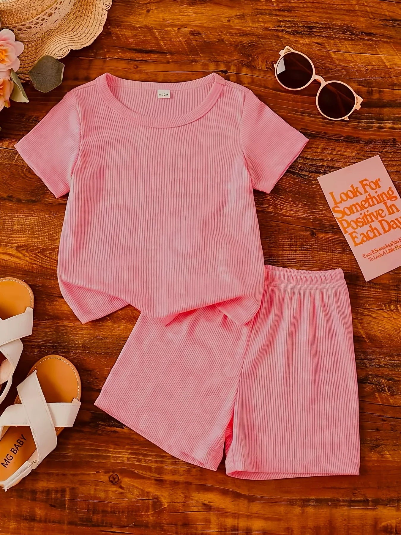 Baby & Toddler Ribbed Knit Tee & Shorts Set – Soft 2-Piece Outfit (6M–2-3Y)