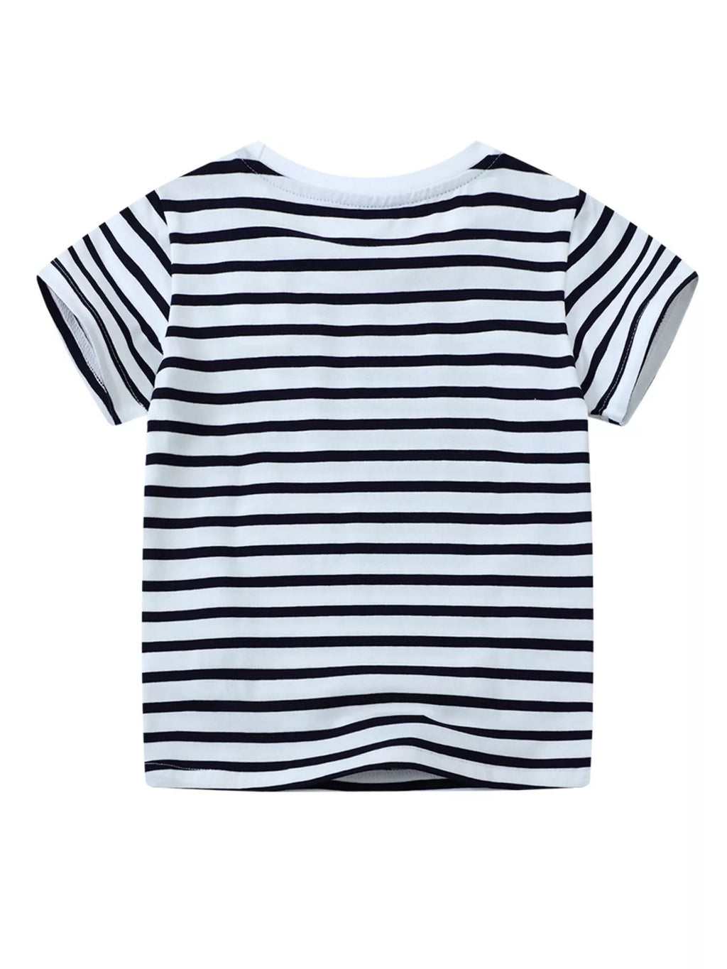 Kids Crab Striped Crew Neck T-Shirt - Soft Cotton Tee for Boys & Girls