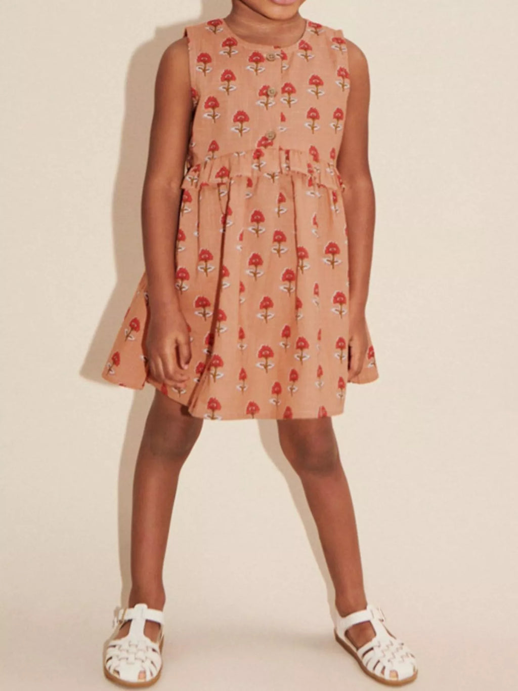 Girls Floral Ruffle Dress - Sleeveless Cotton Summer Dress for Toddlers & Kids
