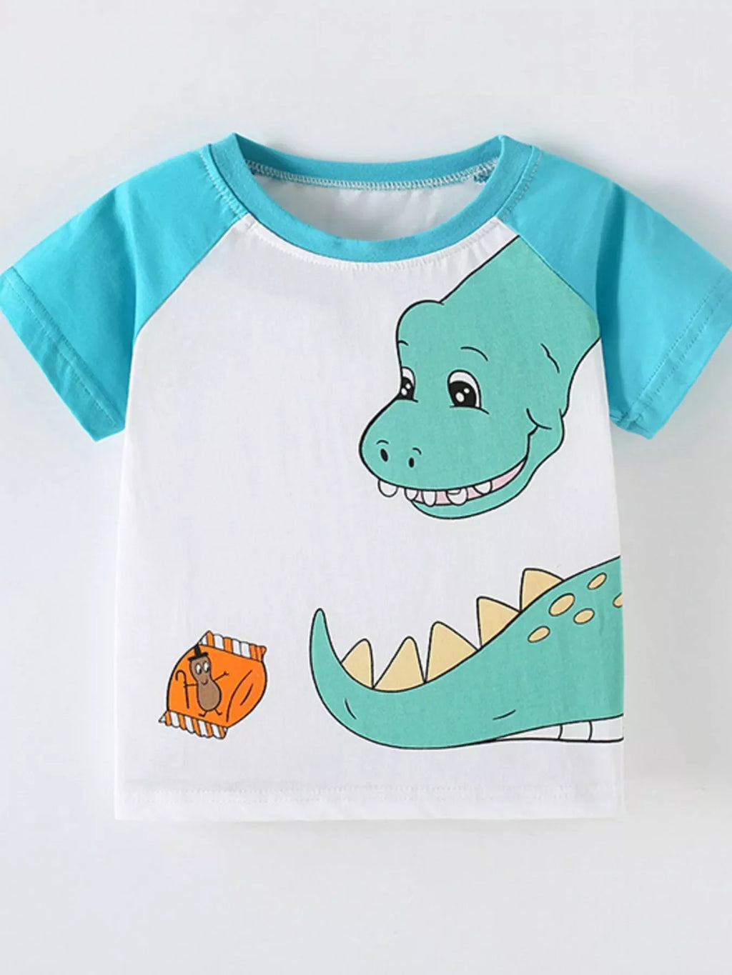 Kids Dinosaur Raglan T-Shirt | Soft Cotton Graphic Tee for Boys & Girls