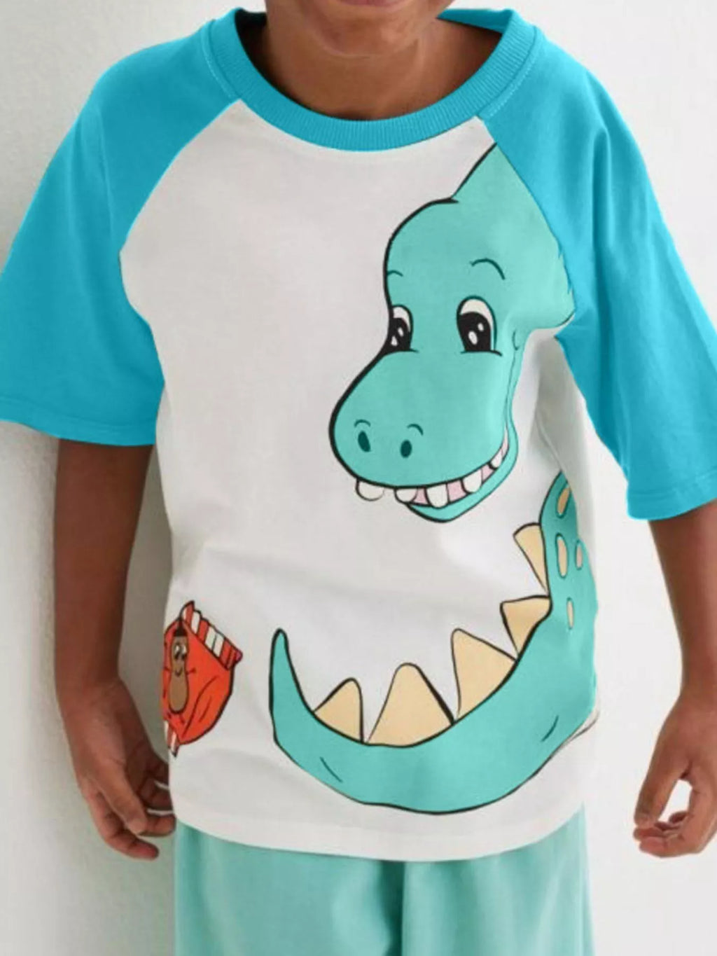 Kids Dinosaur Raglan T-Shirt | Soft Cotton Graphic Tee for Boys & Girls