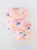 Kids Happy Print Pajama Set | Soft Cotton Short Sleeve Top & Shorts for Boys & Girls