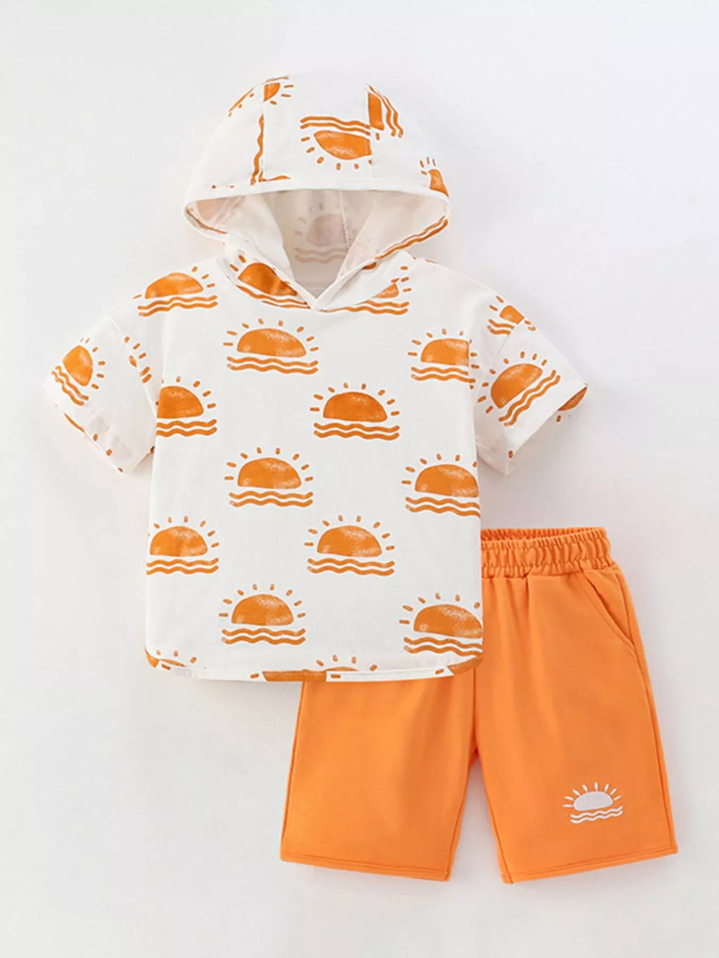 Kids UPF Sun Protection Hoodie & Shorts Set – Lightweight Outdoor Outfit (Sherbet)