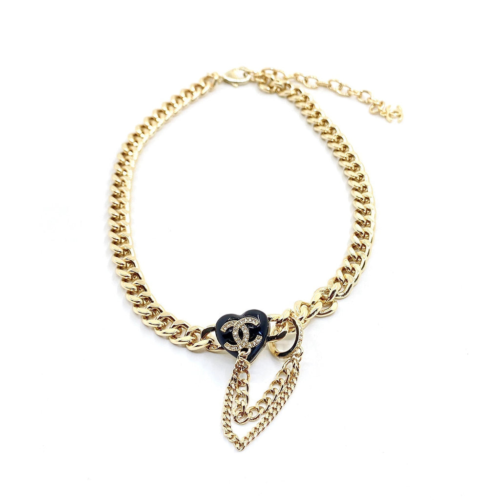 18K CC Black Choker Necklace