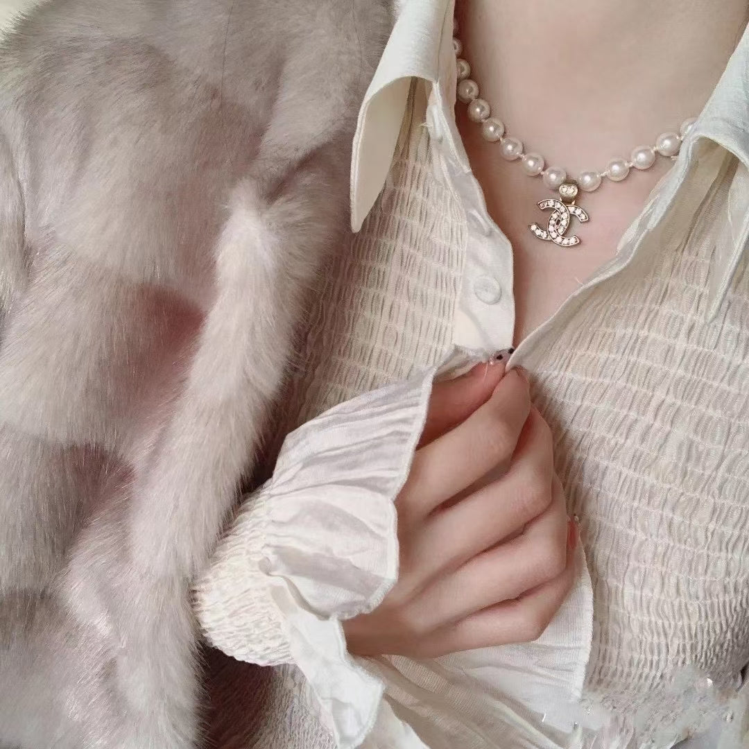 18K CC Pearl Chain Necklace