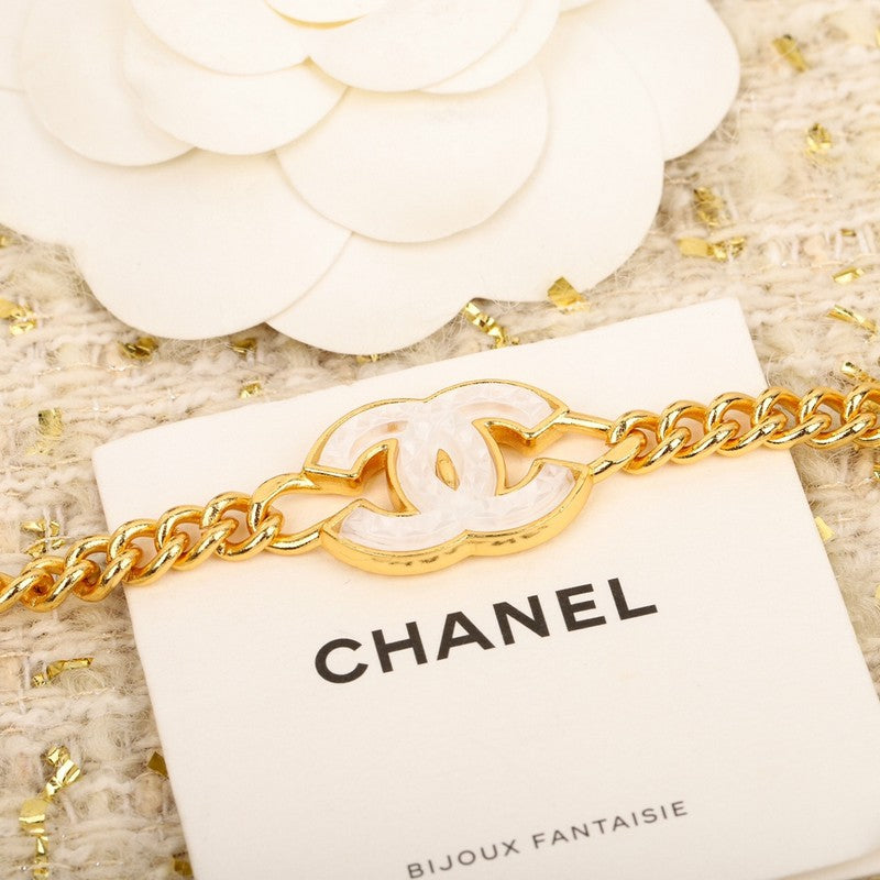 18K CC White Logo Choker Necklace