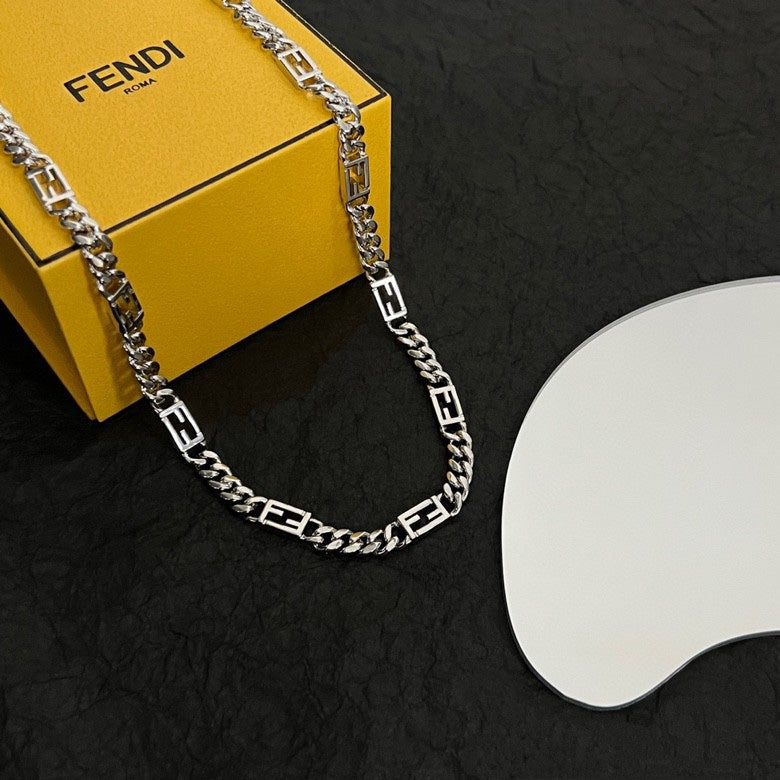 18K F Baguette Chain Necklace